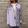 여자 재킷 여성 라펠 버튼 트렌드 표범 인쇄 셔츠 아웃복 여성 봄 가을 계약 컬러 긴 슬리브 탑 카디건