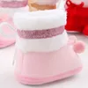 Boots Baby Cute Thickened Plush Flat Shoes Infant Girls Boys Bobbles Bow Non-Slip Soft Sole First Walker Winter Warm