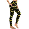 Leggings pour femmes Halloween Sexy Bats noirs et jaunes Pantalon de yoga taille haute Nouveauté Leggins à séchage rapide Collants de sport d'entraînement féminin