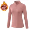 Lu mulheres jaqueta de yoga camisa de manga longa blusa cor sólida solta esportes fitness em torno do pescoço jogging roupas esportivas respirável 12523