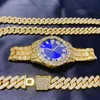 Andra 3st Hip Hop -kalender Luxury Halsbandsarmbandsmycken Set för män som bling Gold Silver Diamond Man Box Iced Out Cuban Chains YQ240122