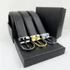 レディースメンズベルトのデザイナーベルトブラック本物の革の金の滑らかなバックル幅3 4cmボックスサイズ100-125cm255t
