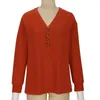 Women's Blouses Women Spring Top Elegant V Neck Knitted Stylish Loose Pullover For Fall Wardrobe Office Casual Wear Mid