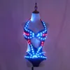 Fullfärg Pixel LED -lampor Jacka Coat Jazz Bar DS Sexig Suit DJ Bikini Nightclub Gogo Lead Dancer Group Dance Costume 240118