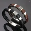 Braccialetti con ciondoli Bracciale con chiusura magnetica da uomo in pelle vintage Moda Pulsera Hombre Femme Donna