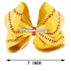 Leuke 7 inch 8 inch grote softbalteam honkbal cheer bows knoop haarbanden handgemaakte lint en lederen haarboog voor cheerleading meisjes BJ