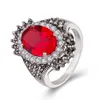 Band Rings Silver Jewelry Thai Silver Ring Red Pomegranate Jewelry Exaggerated Black Mineral Ring Ntvy