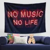 Tapisseries 1pc NO MUSIC NO LIFE Tapisserie fluorescente UV lumière noire tapisserie florale et végétale chambre décoration de la maison tenture murale