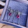 Dangle Earrings Vintage Fashion Natural Garnet EarDrop 925 Sterling Silver Inlaid Red Gemstone Women's Jewelry Bowknot Bridal Party Gif