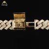 Vendita calda di gioielli Goldleaf Iced Out 16mm Argento sterling 925 Catena a maglia cubana Gioielli Hiphop Baguette Vvs Catena cubana Moissanite