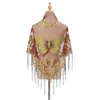 Scarves Women Tassel Shawl Elegant Vintage Floral Print Fringed For Girls Sheer Tulle Triangular Blanket Scarf Neck Wrap