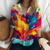 Chemisiers pour femmes personnalisé créatif encre 3D imprimé chemise automne classique simple boutonnage mode ample rue décontracté à manches longues