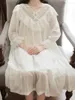 Ropa de dormir para mujer Vestido de noche de algodón puro bordado encaje con cuello en V princesa vintage camisones victorianos peignoir hada pamas
