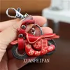 Keychains Head Layer Cowhide Mini Motorbike Keychain Pendant Creative Personality Bag Accessories Cute Small Gifts