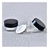 Garrafas de embalagem Atacado Clear Eye Cream Jar Garrafa 3G 5G Vazio Vidro Lip Balm Recipiente Boca Larga Frascos de Amostra Cosmética com Preto Dhh6e