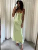 Casual Dresses 2024 Women Vintage Floral Print Cami Long Dress Spaghetti Strap Low Cut Backless Bodycon Y2k Party Club