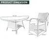 7 -delige outdoor dinerset, rieten patio eettafel en stoelen met kussens, ronde gehard glazen boventafel met overkoepelende gat, pe rattan patio meubels sets