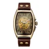 New Mechanical Skin with Riveted Buckle Fashion Mens Bronze Watch Luminous Casual Watch Quartz-battery