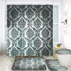 Zasłony prysznicowe Wzór europejski czarne zasłony prysznicowe 3D Zestaw zasłony łazienki przeciwpoślizgowy mata miękka pokrywka toaleta okładka dywany dywany dywany