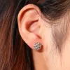 Hip Hop Claw Setting CZ Stone Bling Ice Out Plum Blossom Flower Stud Earring fashion Women Men Unisex Rapper Jewelry