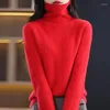 女性用セーター秋と冬のタートルネックプルオーバーピュアウールカシミアセーターニットソフトファッション温かい服