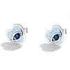 Oorbellen EVIL OOG 925 Sterling Zilveren Hart Turkse Boze Oog Stud Oorbellen Blauwe Zirkoon Kleine Oorbellen voor Vrouwen Meisjes Fijne Sieraden ES09