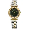 Women's luxury simple large dial fashion diamond-set solid stainless steel superior sense Roman waterproof quartz watch