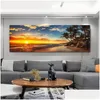 Dipinti Stampe su tela Camera da letto Pittura Paesaggio marino Albero Modern Home Decor Wall Art per soggiorno Immagini di paesaggi Consegna di goccia Hom Dhxws