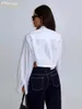 Kvinnors blusar CLINKLY Fashion Slim White Cotton Blus 2024 Elegant Lapel Long Sleeve Crop Shirts Casual Classic Blusa Top Female