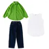 Bühnenkleidung Hip Hop Kostüme für Mädchen Jungen Kinder Hiphop Performance Outfit Tanzen Jazz Ballroom Dance Kleidung Hemd Hosen