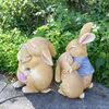 恋人たちのウサギ樹脂カップウサギかわいい動物の装飾テーブル装飾暖かい動物屋外装飾ガーデンクラフト240119