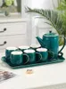 Teaware Sets CeramicTea Set Light Luxury Living Room Teapot Cups Golden Rim Pure Color Vintage European Tray Bardak Seti Tea Service EI80TS