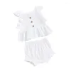 Clothing Sets Baby Girl 2Pcs Summer Outfits Sleeve Button Down Ruffle Tops Shorts Set Infant Clothes