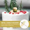 Titulares de vela 12pcs suporte com estaca de metal pilar candelabro placa tealight para velas de cera led cones dourados