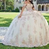 Lekka suknia balowa szampana Quinceanera sukienki 2024 Słodka 16 urodzin suknia koronkowa aplikacja Vestidos de 15 Quinceanera XV Princess