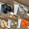Designer Sandals Sunset Flat Mule Crystal Slippers Summer Beach Women Room Comfort Slide on Casual Shoes Leather Moccasins Flip Flops Sandal