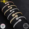 팔찌 2pcs/로트 3.8mm 및 5.5mm 너비 D VVS Moissanite Baguette Bracelets Mens Bangles 925 Sterling Silver Luxury Women Hip Hop Jewelry