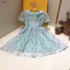 Fashion girl dress High quality silk child skirt Size 100-160 Cute embroidered candy baby clothes Short sleeve kids frock Jan20