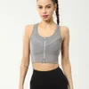 Large size sports bra fixed one cup high-strength shock-absorbing fitness running front zipper yoga suit vest loewe tank top
