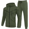 Men's Tracksuits 2024 Casual Sports Suit Fashion Hoodie Pants Clothing Trend Small Check Zipper Hooded
