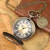 Pocket Watches Vintage Bronze Roman Numal Marker Quartz Watch With Necklace Movement Gift Pendant Clock för Mlae Kids Relogio Saati