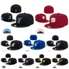 2024 Chapeaux ajustés chauds Tailles Fit Baseball M LB Football Snapbacks Designer Chapeau plat Active Réglable Broderie Coton Mesh Caps Toute l'équipe TAILLE 7-8