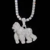 De vvs moissanite chique moda jóias finas gelado impressionante bling 925 prata esterlina gorila pingente corrente colar