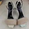 Nyaste designer Mink Hair High Heeled Sandals Luxury äkta läder Kvinnor Fashion Top Quality Heel Shoesheels Women Sandal Slipper Sizewith Box