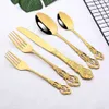 Camp Kitchen 36pcs/set rostfritt stål Royal Cutlery Set Gold Cinnerware Western Food Table Knivdessert Fork Spoon Ice Spoon Flatware YQ240123