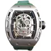 Se till mekaniska män klockor Skull Riccha Luxury Barrel RM052 Men's Hollow Calender Automatic Sports Square Swiss Brand High Qualityri