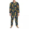 Vêtements de nuit pour hommes Pyjamas Mâle Funny Monkey Attitude Daily Nightwear Cool Animal 2 Pièces Vintage Pyjama Ensemble Manches Longues Tendance Oversize Maison