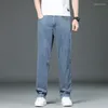 Jeans masculinos lyocell tecido homens leve solto verão denim calças retas moda casual macio calças de alta qualidade masculino
