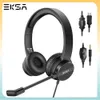 Kulaklıklar EKSA H12/H12E 3,5mm/USB Kablolu Kulaklık, Çağrı Merkezi Skype için Enc Gürültü Engelli Mikrofon Kulak Bilgisayar Kulaklıkları ile J240123