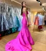 Strapless Fitted Prom Dress Taffeta Mermaid Pageant Winter Formal Evening Party Runway Gala Golden Globe Award Celebrity Gown Ruched Keyhole Neckline Bright Pink